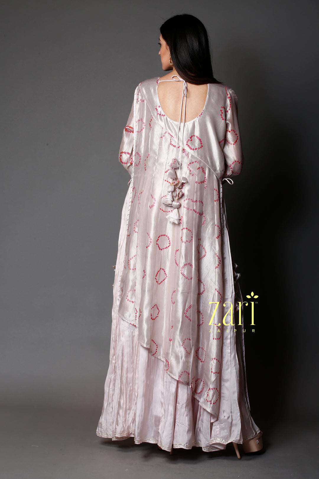 Tussar Bandhej Silk Kurti with Dori, Sequins work.