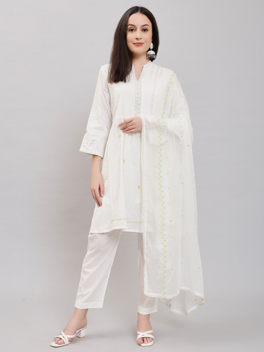 Cotton Kurta Set Stitched with Thread Work