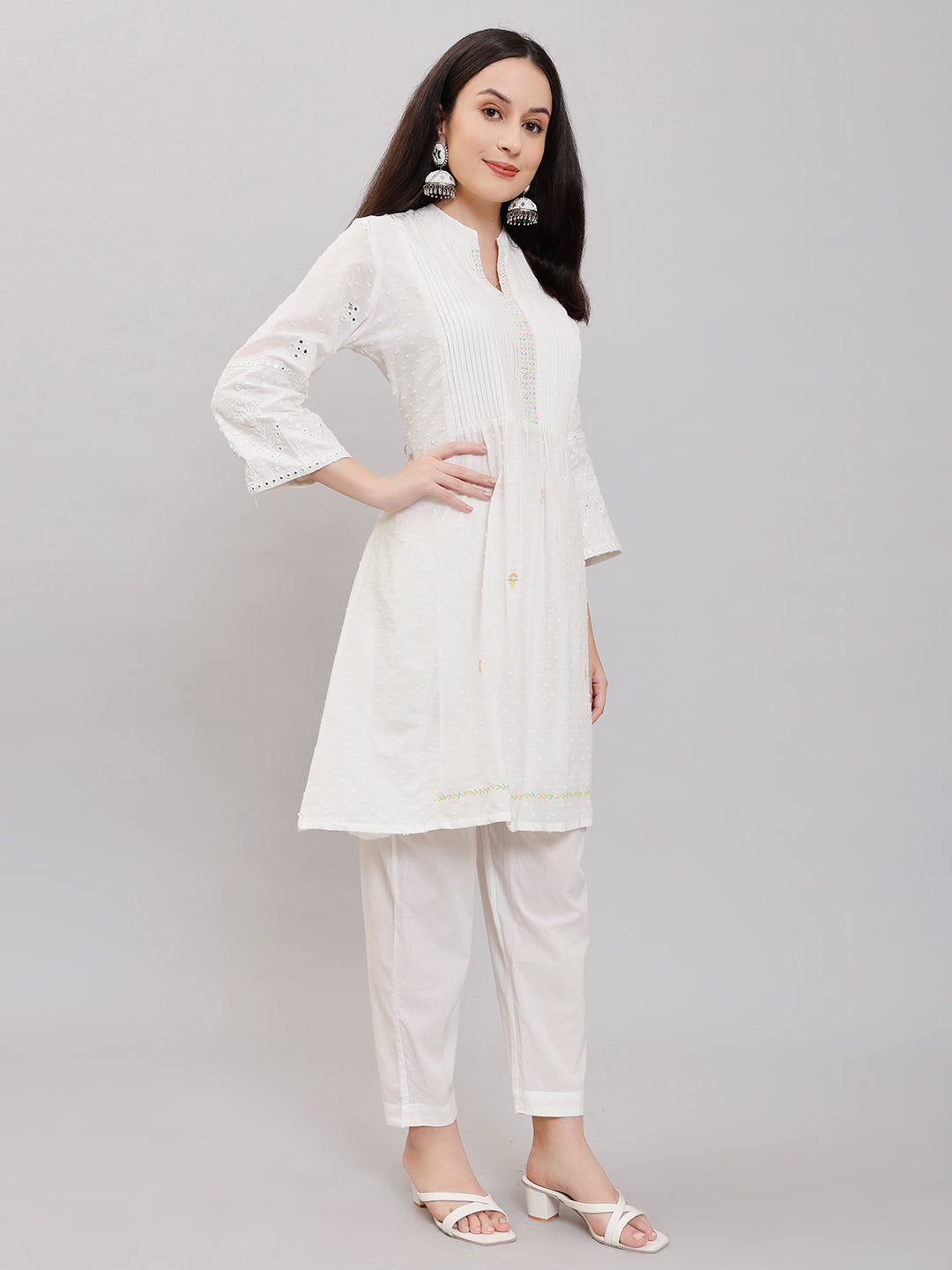 Cotton Kurta Set Stitched with Thread Work