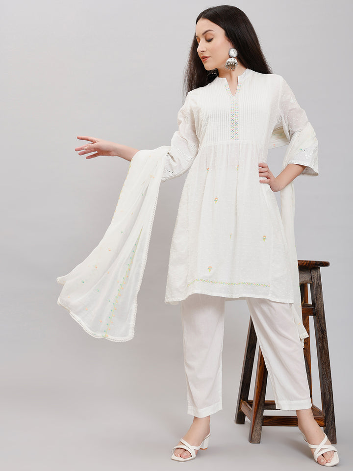 Cotton Kurta Set Stitched with Thread Work