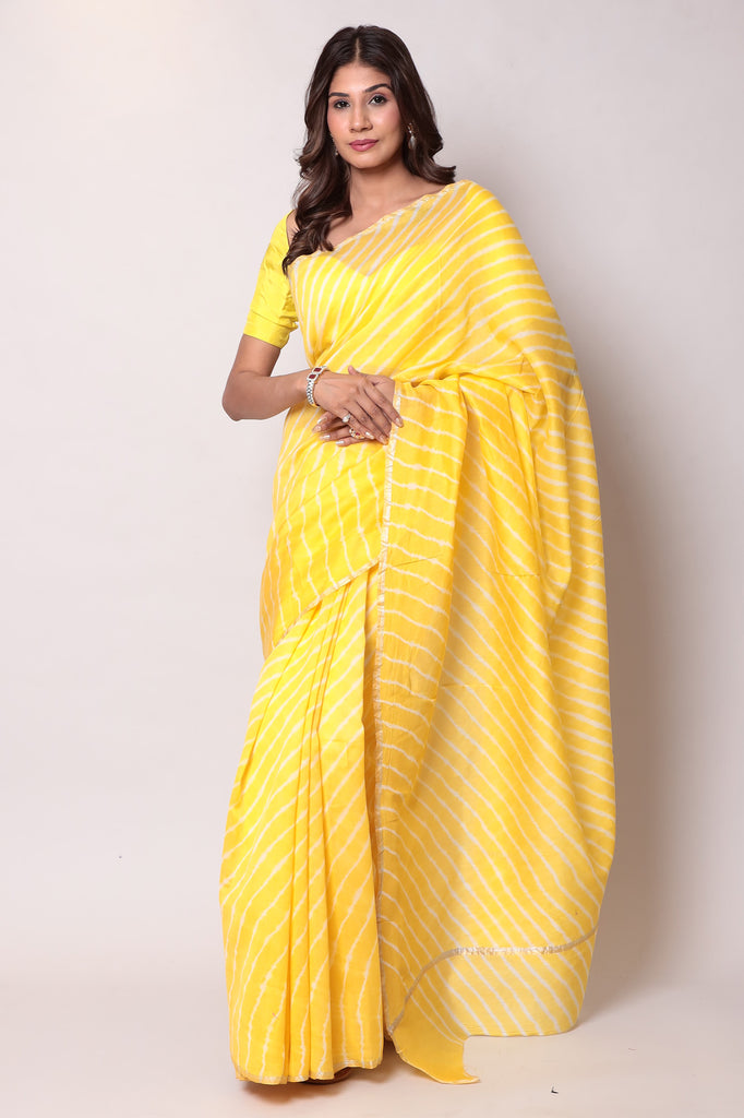 Yellow Printed Georgette Leheriya Saree | Leemboodi – Surat supplier