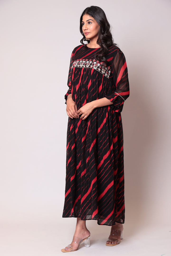 Leheriya Georgette Kurti with Gota Patti work.