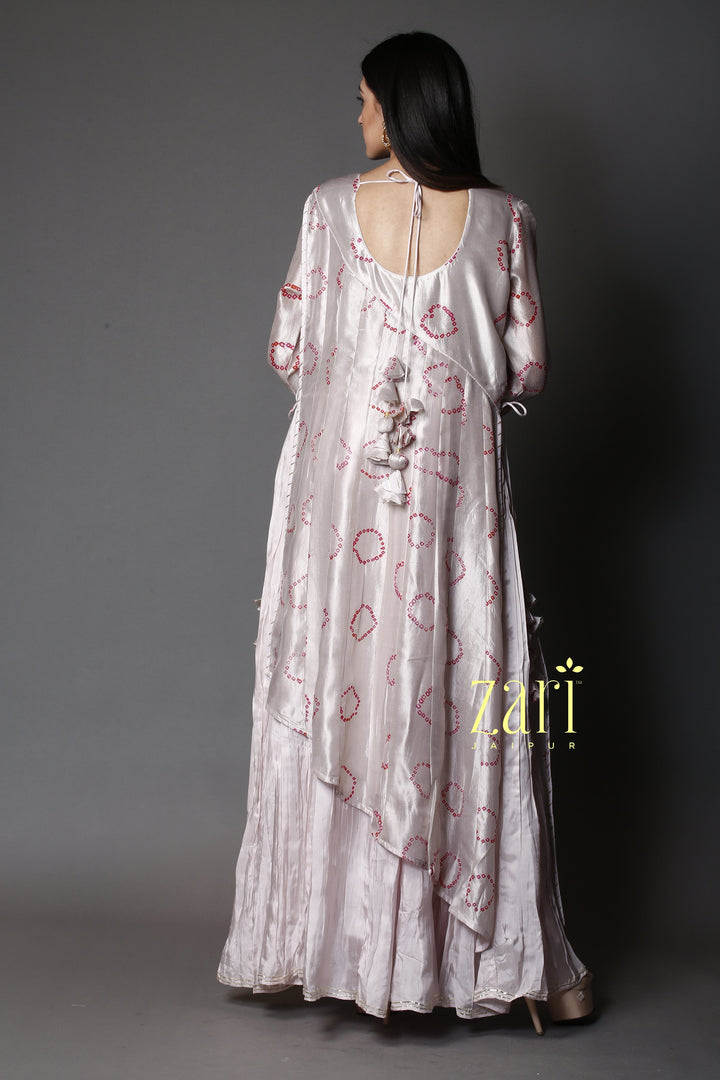 Tussar Bandhej  Silk Kurti with Dori, Sequins work.